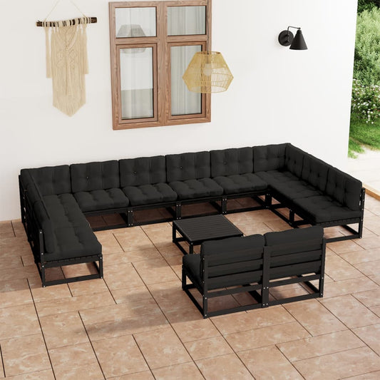 13-Tlg. Garten-Lounge-Set Mit Kissen Massivholz Kiefer