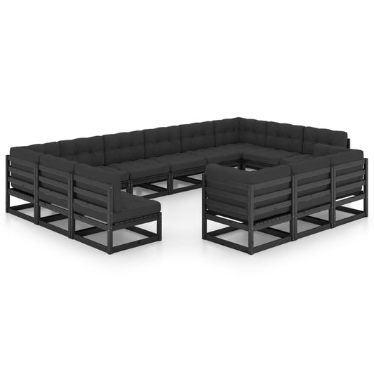 13-Tlg. Garten-Lounge-Set Mit Kissen Massivholz Kiefer