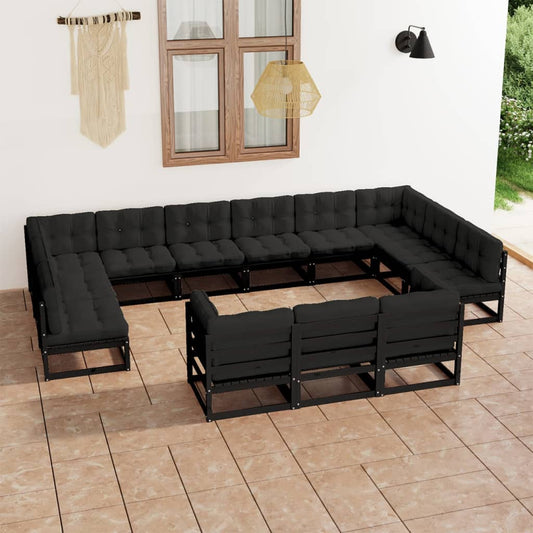 13-Tlg. Garten-Lounge-Set Mit Kissen Massivholz Kiefer
