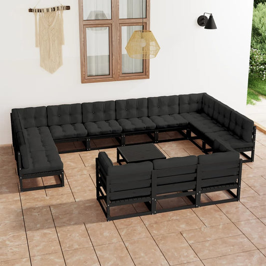14-Tlg. Garten-Lounge-Set Mit Kissen Massivholz Kiefer