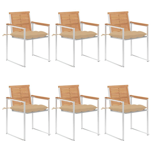 Gartenstühle 6 Stk. Mit Kissen Massivholz Teak