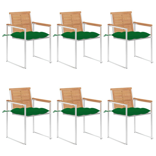 Gartenstühle 6 Stk. Mit Kissen Massivholz Teak