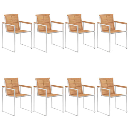 Gartenstühle 8 Stk. Mit Kissen Massivholz Teak