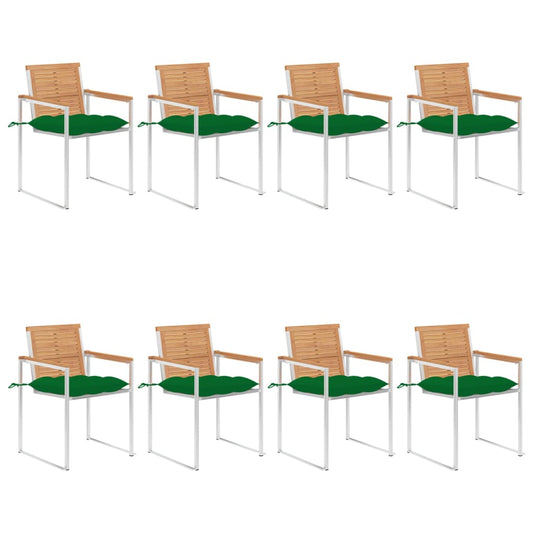 Gartenstühle 8 Stk. Mit Kissen Massivholz Teak