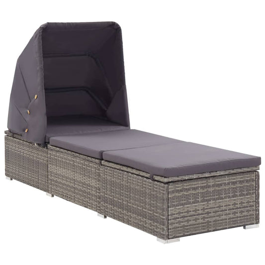 Sonnenliege Mit Sonnenschutz Und Auflagen Poly Rattan