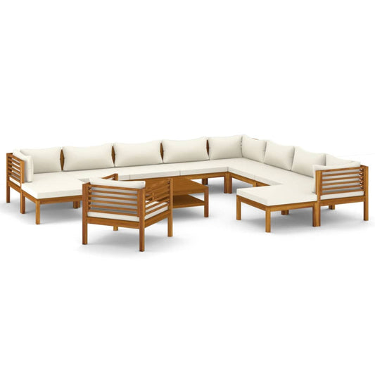 12-Tlg. Garten-Lounge-Set Mit Kissen Massivholz Akazie