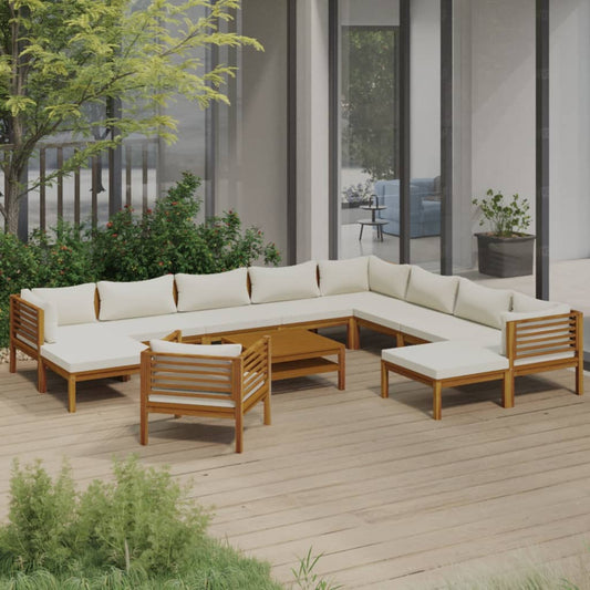 12-Tlg. Garten-Lounge-Set Mit Kissen Massivholz Akazie