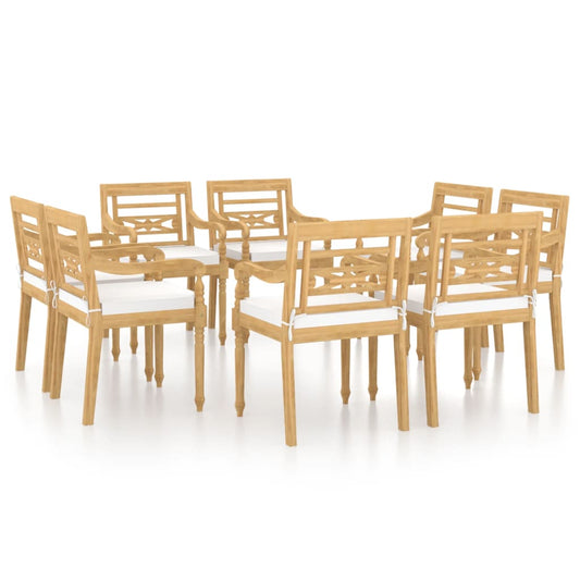 Batavia-Stühle 8 Stk. Mit Kissen Massivholz Teak