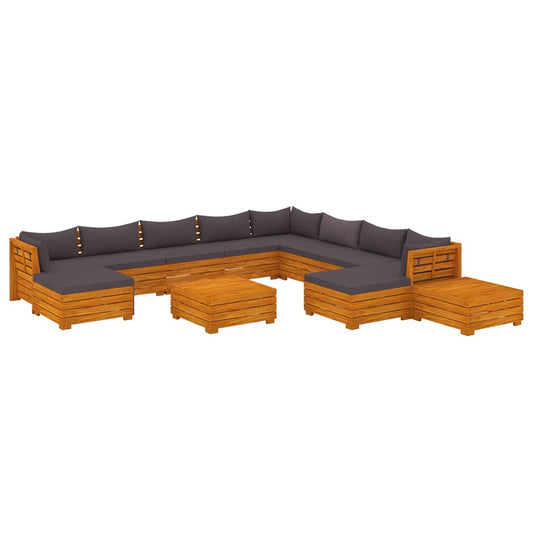 12-Tlg. Garten-Lounge-Set Mit Kissen Massivholz Akazie