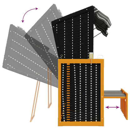 Strandkorb Mit Kissen Poly Rattan & Massivholz Schwarz & Grau