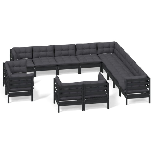 13-Tlg. Garten-Lounge-Set Mit Kissen Massivholz Kiefer