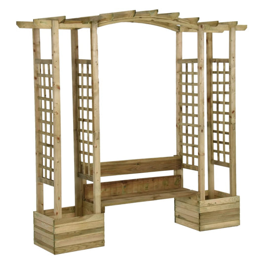 Garten-Pergola Mit Bank Pflanzkübeln Kiefernholz Imprägniert