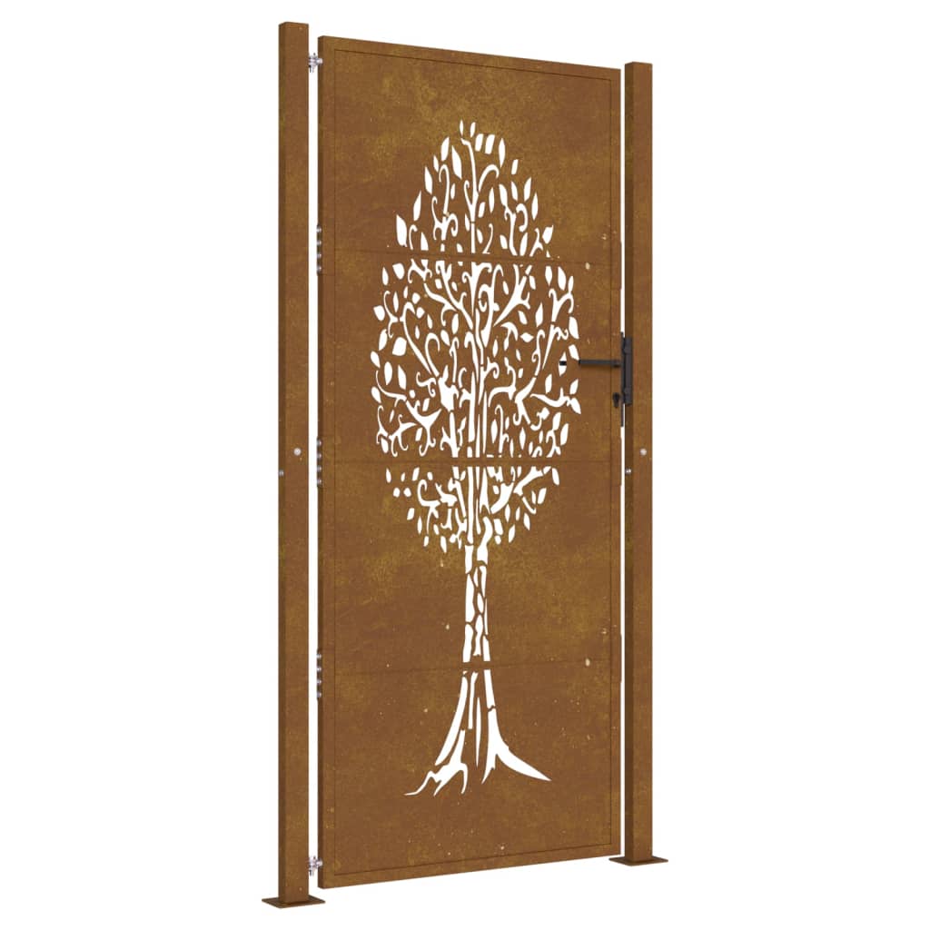 Gartentor Cortenstahl Baum-Design
