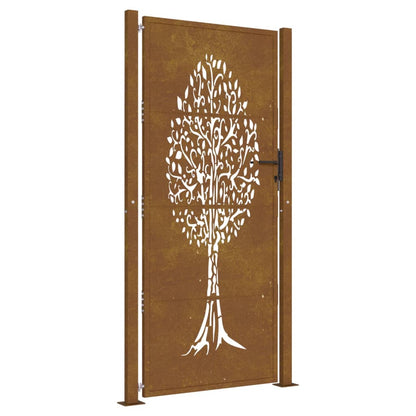 Gartentor Cortenstahl Baum-Design