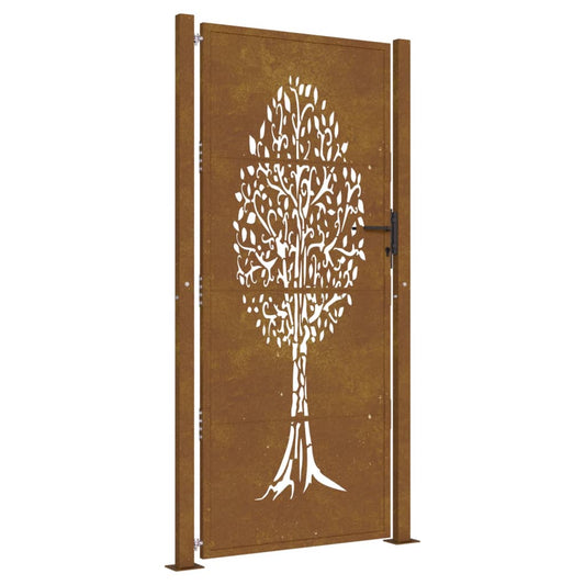 Gartentor Cortenstahl Baum-Design