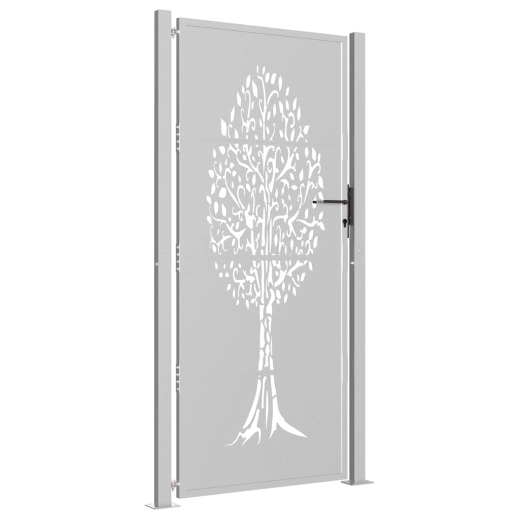 Gartentor Cortenstahl Baum-Design