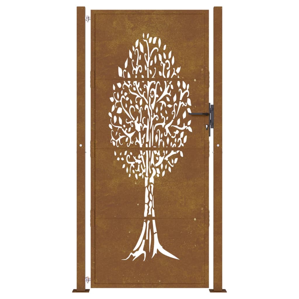 Gartentor Cortenstahl Baum-Design