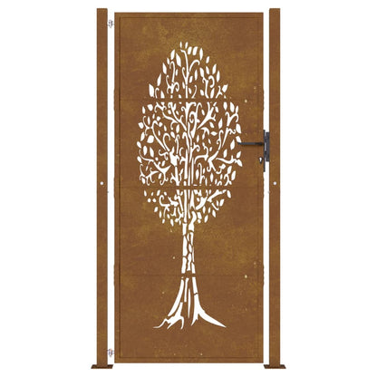 Gartentor Cortenstahl Baum-Design