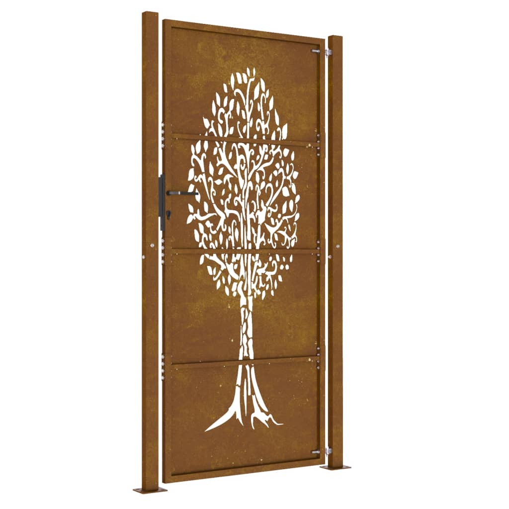 Gartentor Cortenstahl Baum-Design