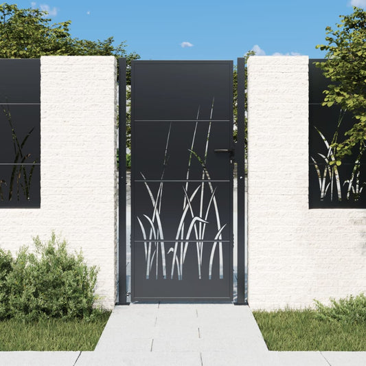 Gartentor Anthrazit Stahl Gras-Design