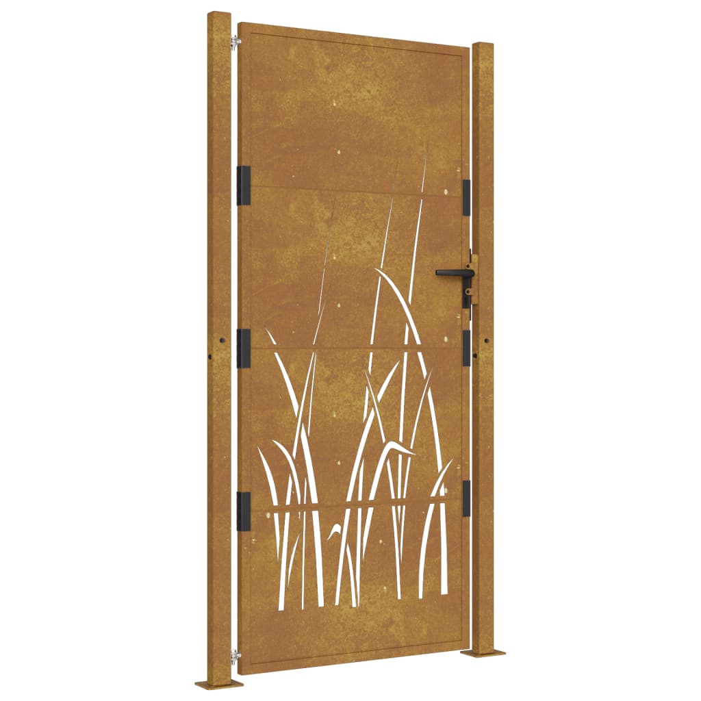 Gartentor Cortenstahl Gras-Design