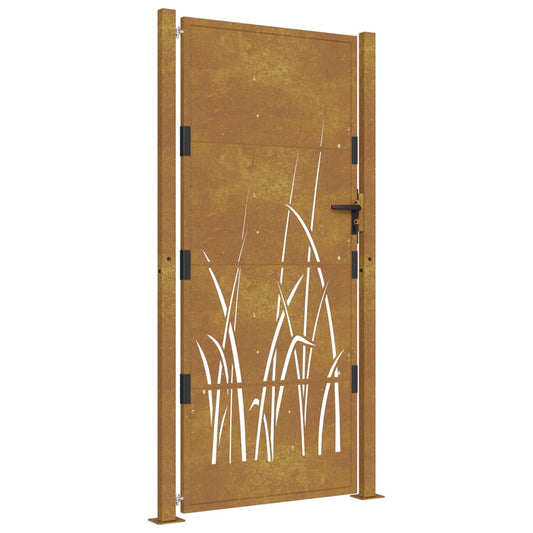 Gartentor Cortenstahl Gras-Design