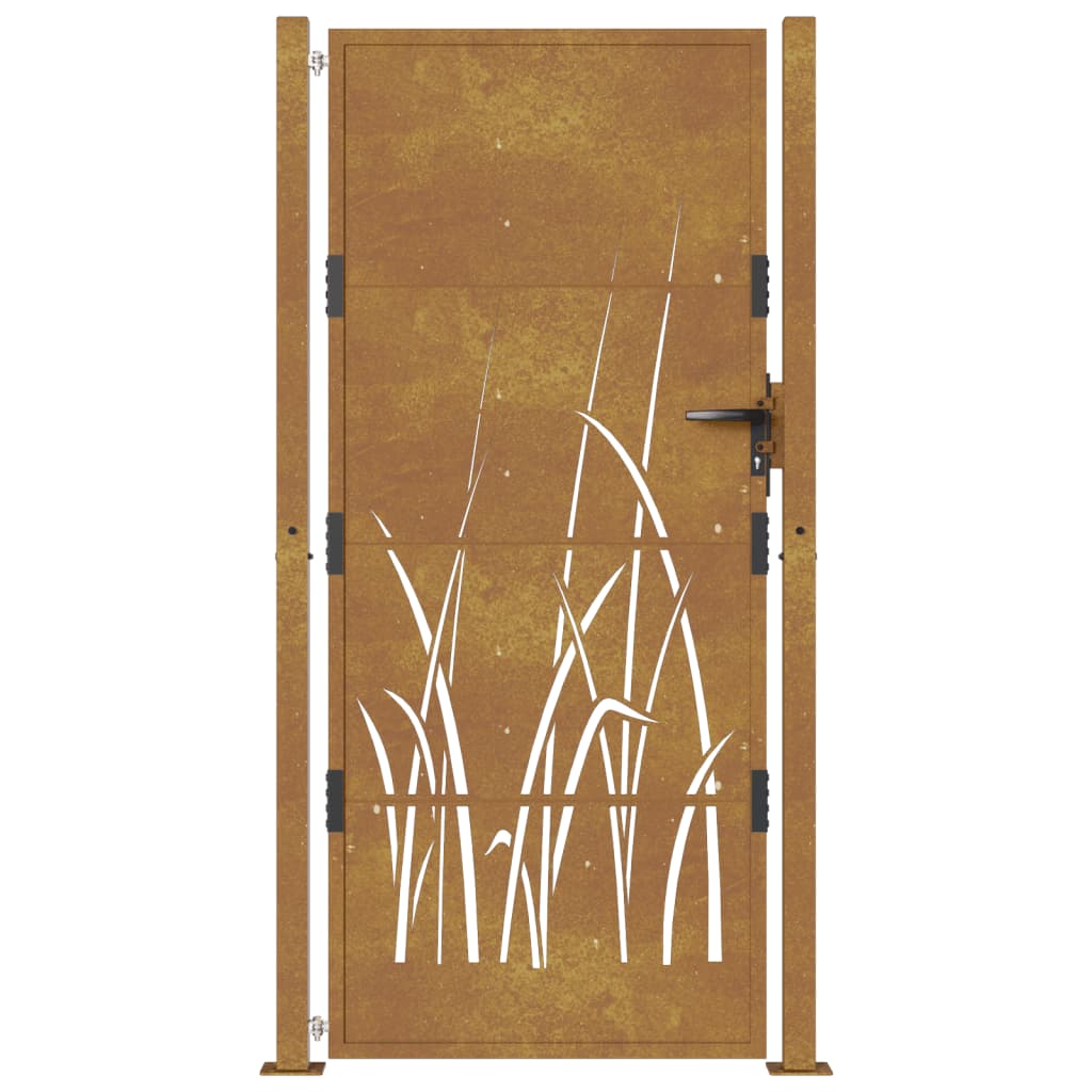 Gartentor Cortenstahl Gras-Design