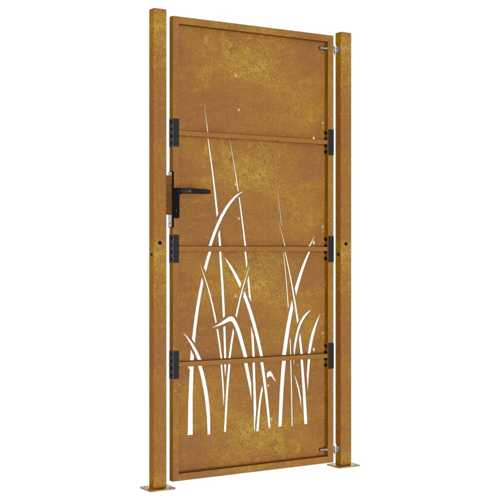 Gartentor Cortenstahl Gras-Design