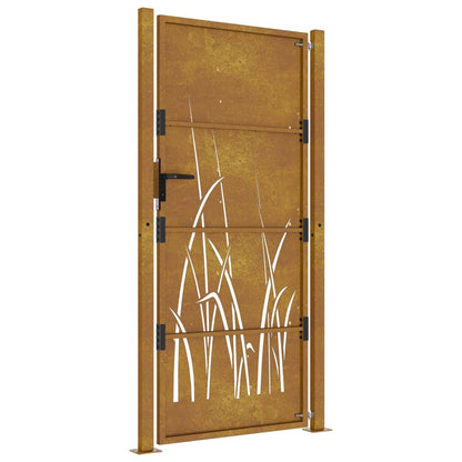 Gartentor Cortenstahl Gras-Design