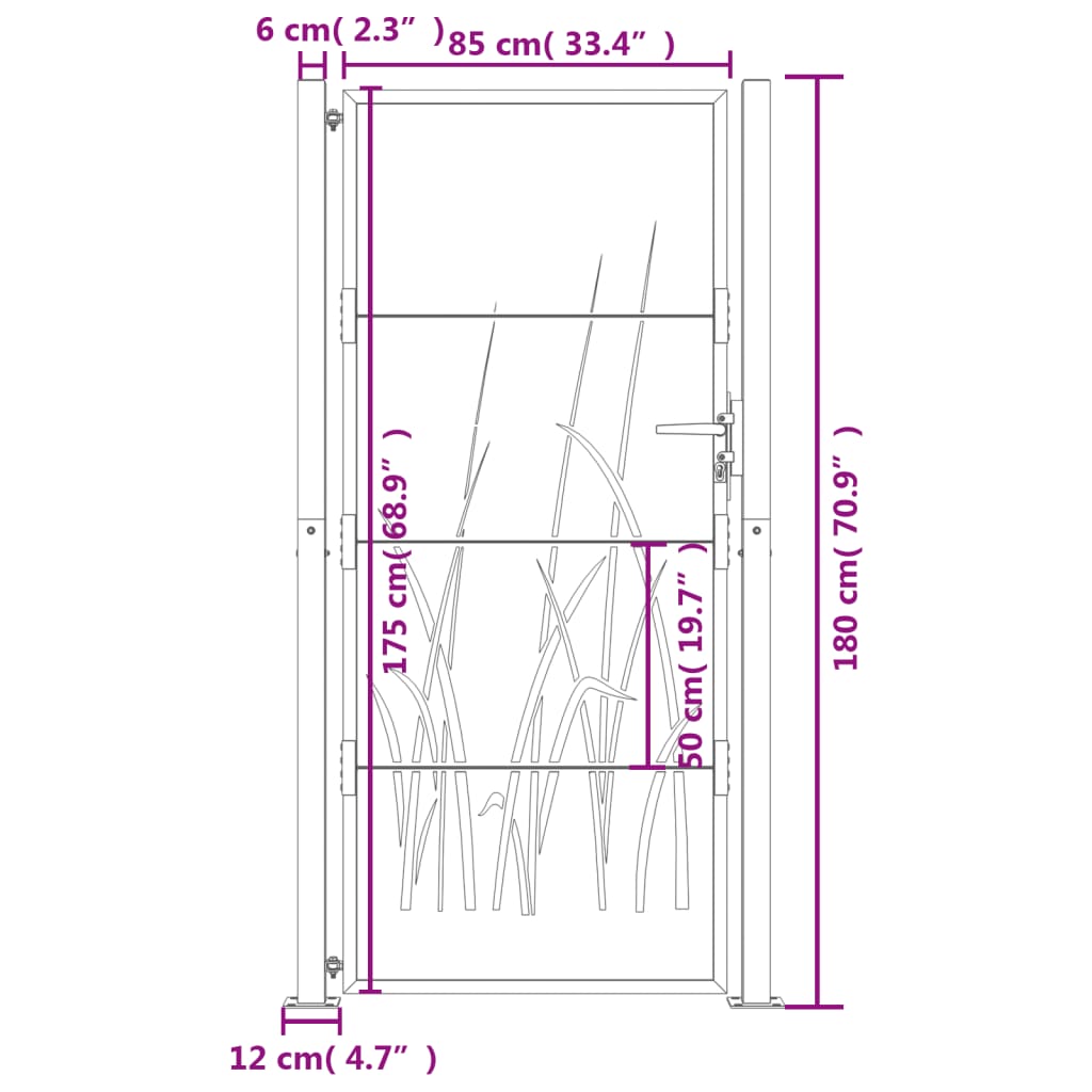 Gartentor Cortenstahl Gras-Design