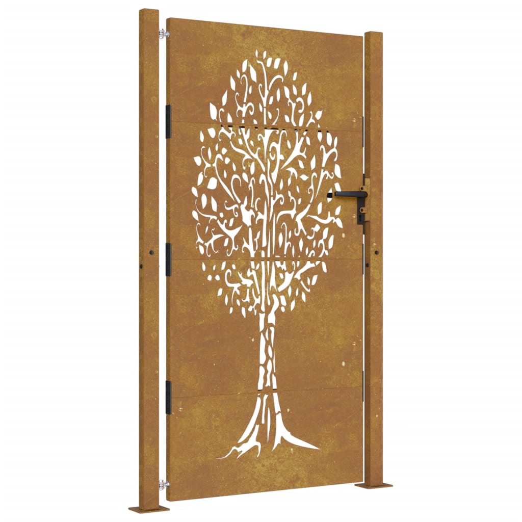 Gartentor Cortenstahl Baum-Design