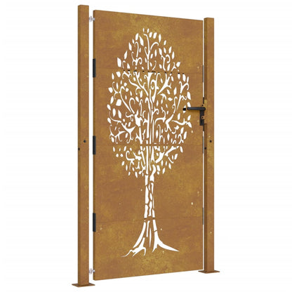 Gartentor Cortenstahl Baum-Design