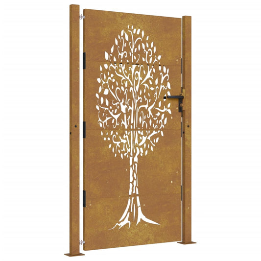 Gartentor Cortenstahl Baum-Design