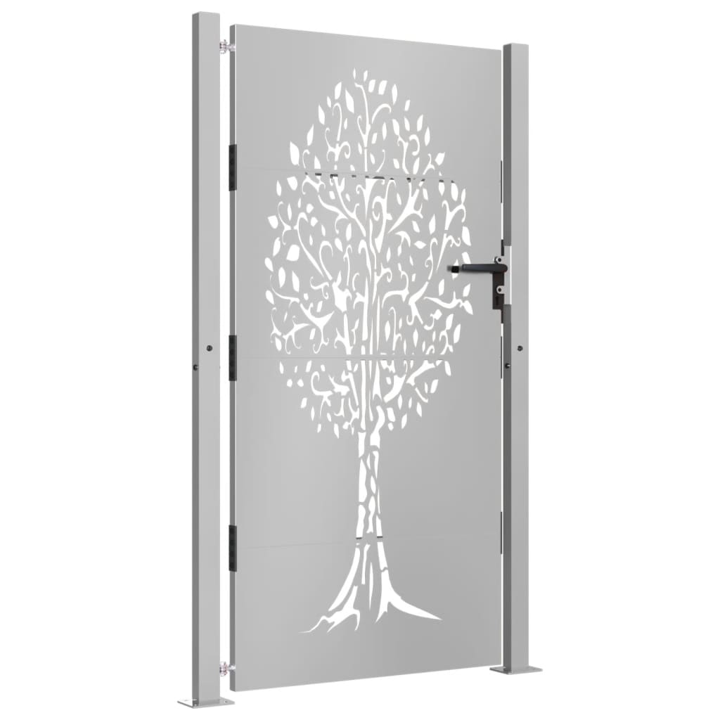 Gartentor Cortenstahl Baum-Design
