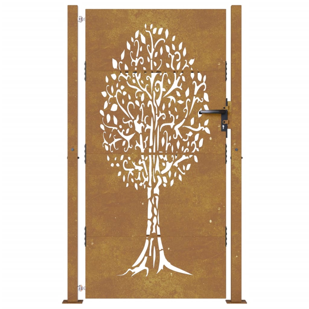 Gartentor Cortenstahl Baum-Design