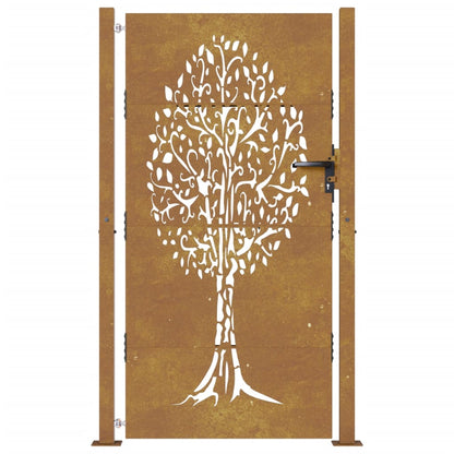 Gartentor Cortenstahl Baum-Design