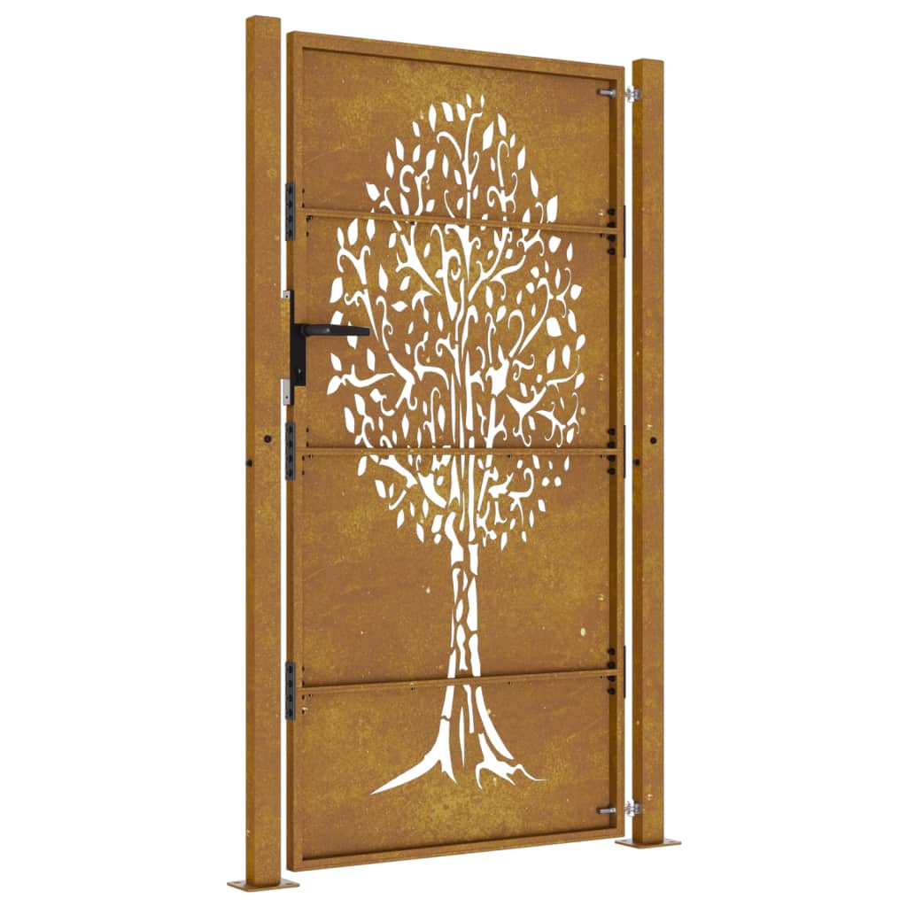 Gartentor Cortenstahl Baum-Design