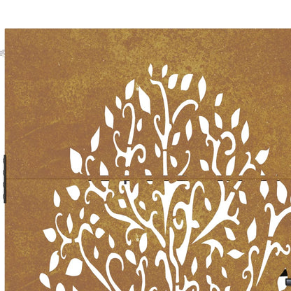 Gartentor Cortenstahl Baum-Design