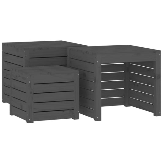 3-Tlg. Gartenbox-Set Massivholz Kiefer