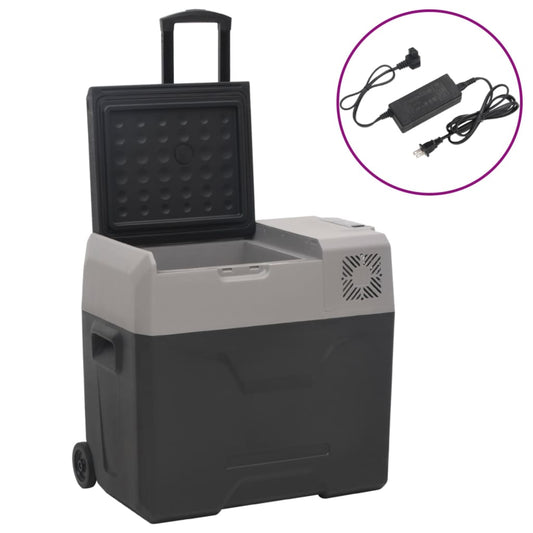 Kühlbox Mit Rollen Und Adapter Schwarz & Grau Polypropylen