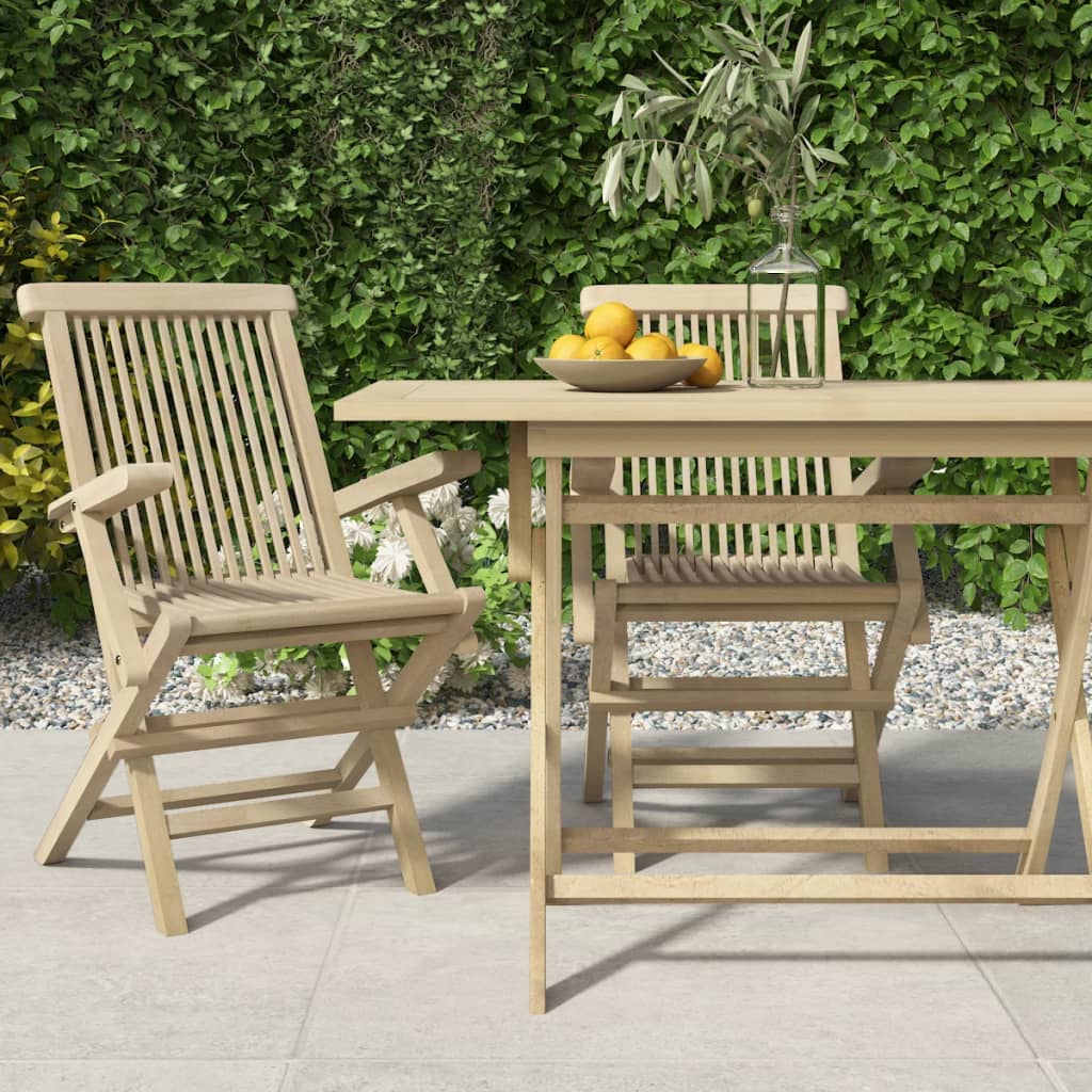 Gartenstühle 8 Stk. Klappbar Grau 56X61X89 Cm Massivholz Teak
