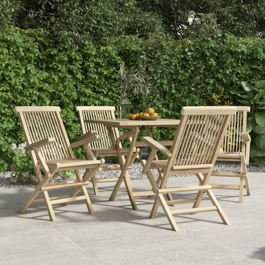 Gartenstühle 8 Stk. Klappbar Grau 56X61X89 Cm Massivholz Teak