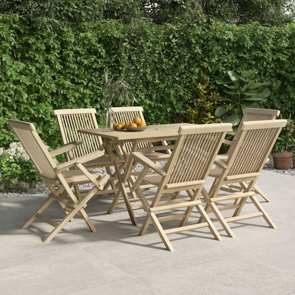 Gartenstühle 8 Stk. Klappbar Grau 56X61X89 Cm Massivholz Teak