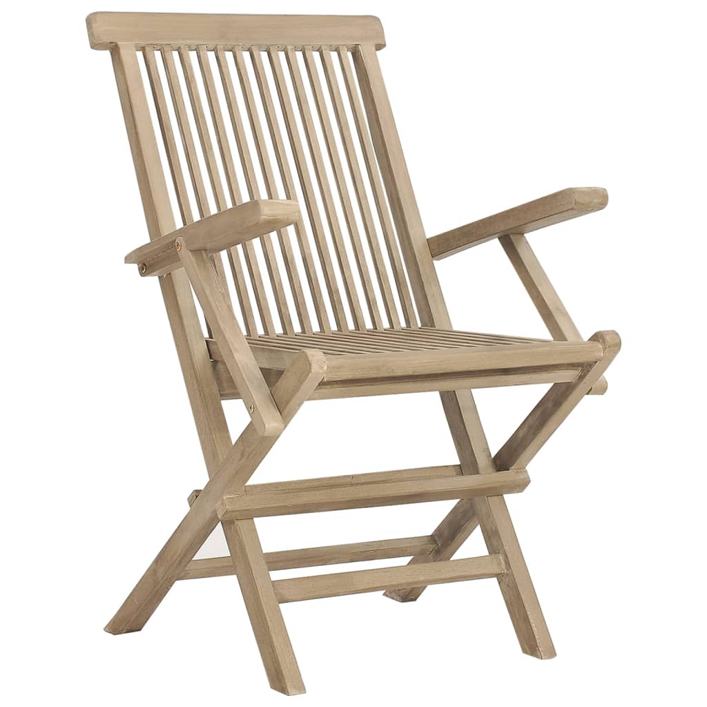 Gartenstühle 8 Stk. Klappbar Grau 56X61X89 Cm Massivholz Teak