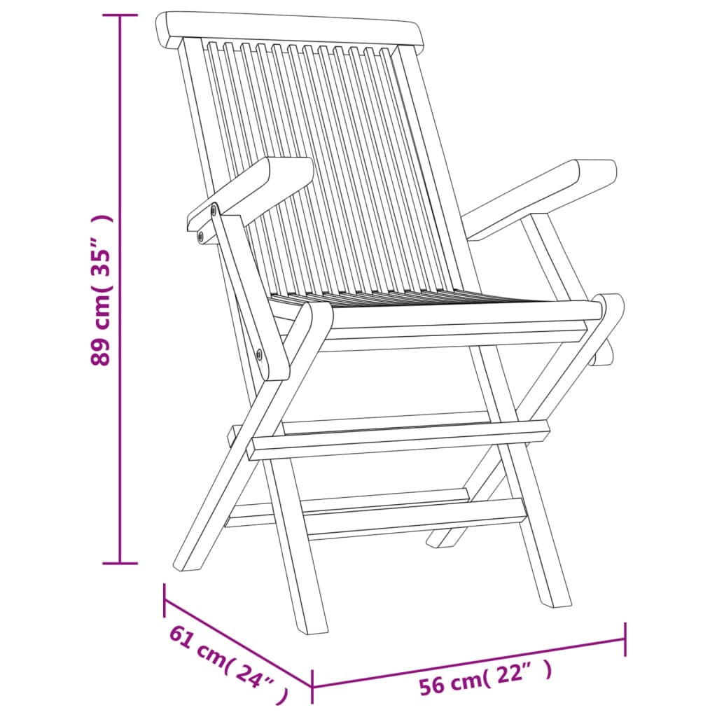 Gartenstühle 8 Stk. Klappbar Grau 56X61X89 Cm Massivholz Teak