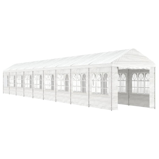 Pavillon Mit Dach Weiß 20,07X2,28X2,69 M Polyethylen