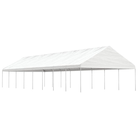 Pavillon Mit Dach Weiß 17,84X5,88X3,75 M Polyethylen