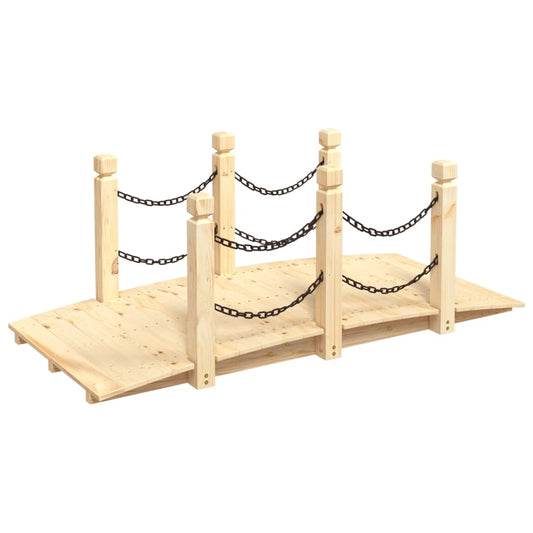 Gartenbrücke Mit Kettengeländer 150X67X56 Cm Massivholz Fichte