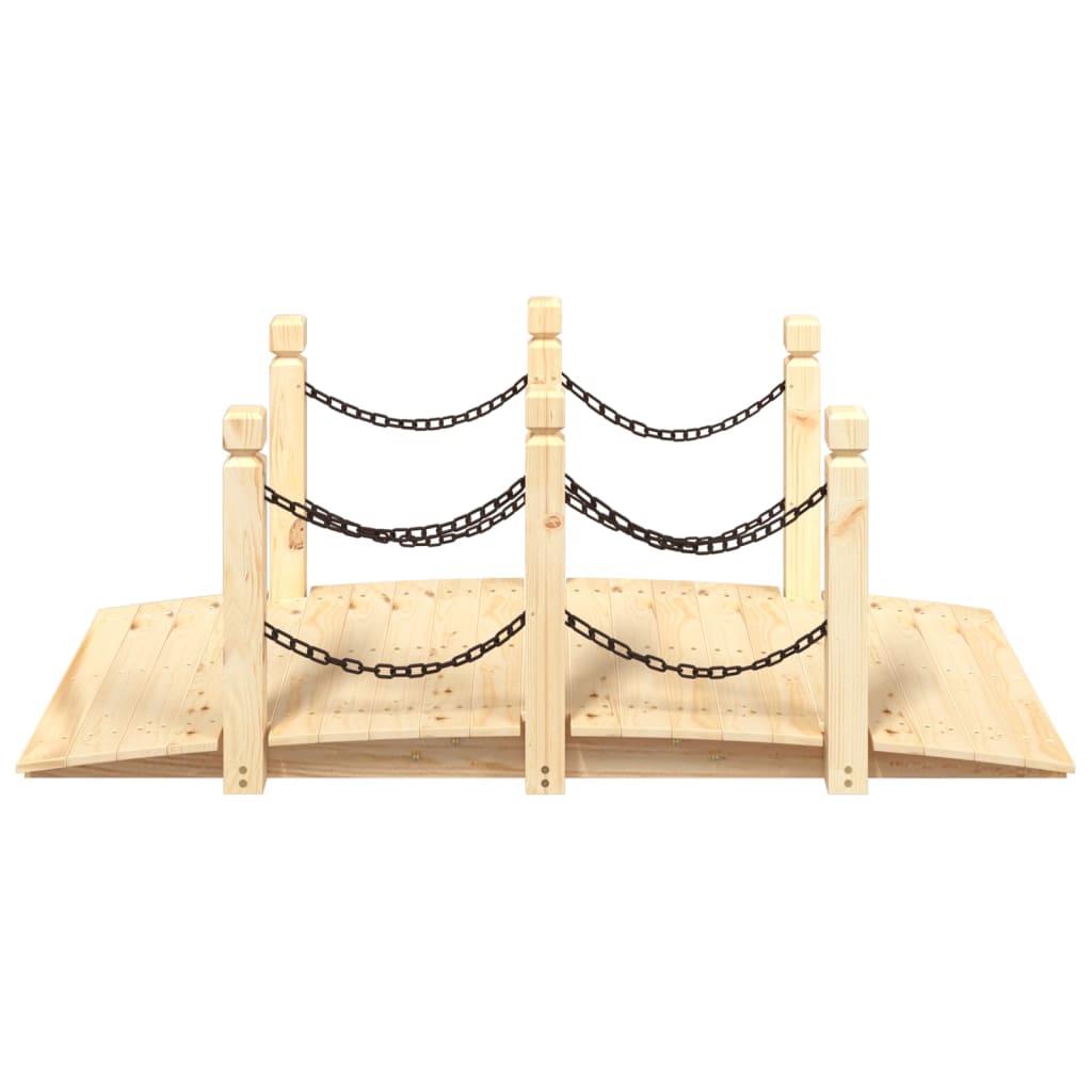 Gartenbrücke Mit Kettengeländer 150X67X56 Cm Massivholz Fichte
