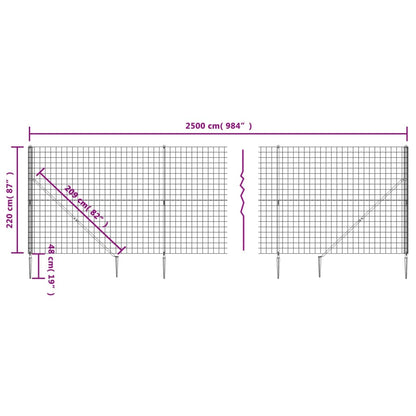 Maschendrahtzaun Mit Bodenhülsen 2,2X25 M